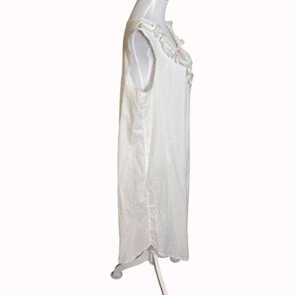 Just For Women White Nightgown Size 1X Pink Polka Dots VTG Lace Trim Sleeveless - Picture 6 of 15